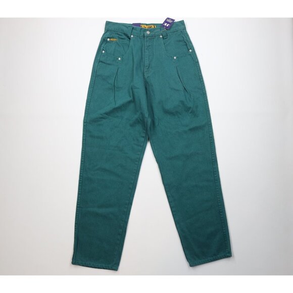 Deadstock Vintage 90s Streetwear Mens 32x34 Baggy Fit Skateboard Jeans Green